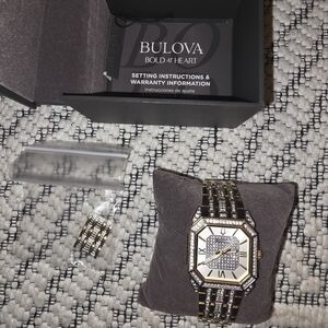 Bulova Two-Tone Gold and Silver Crystal Men’s Bracelet Watch